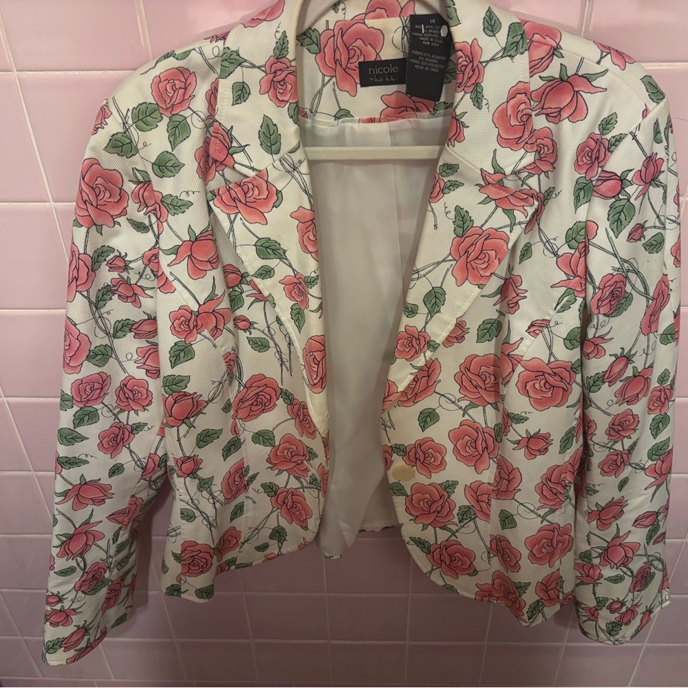 Nicole Pink and Green Floral Blazer